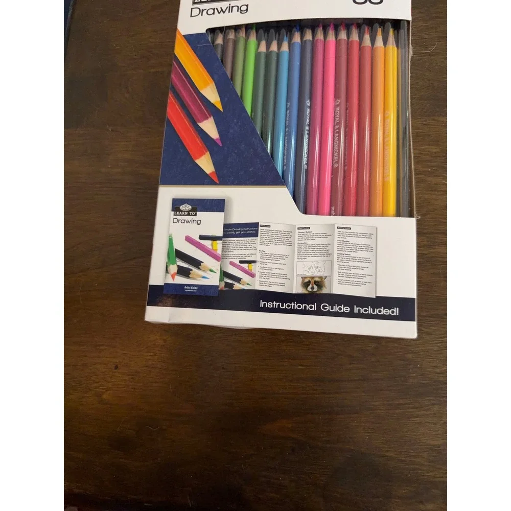 Royal & Langnickel Learn To Drawing 33pc Set Colored Pencils Paper Guide LT253